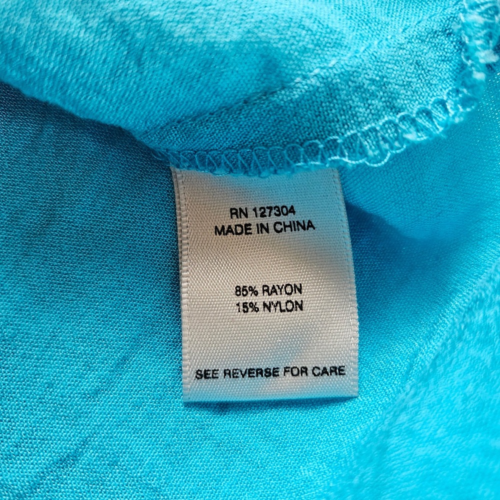 John Mark Turquoise Blue Button Front Blouse Shor… - image 8